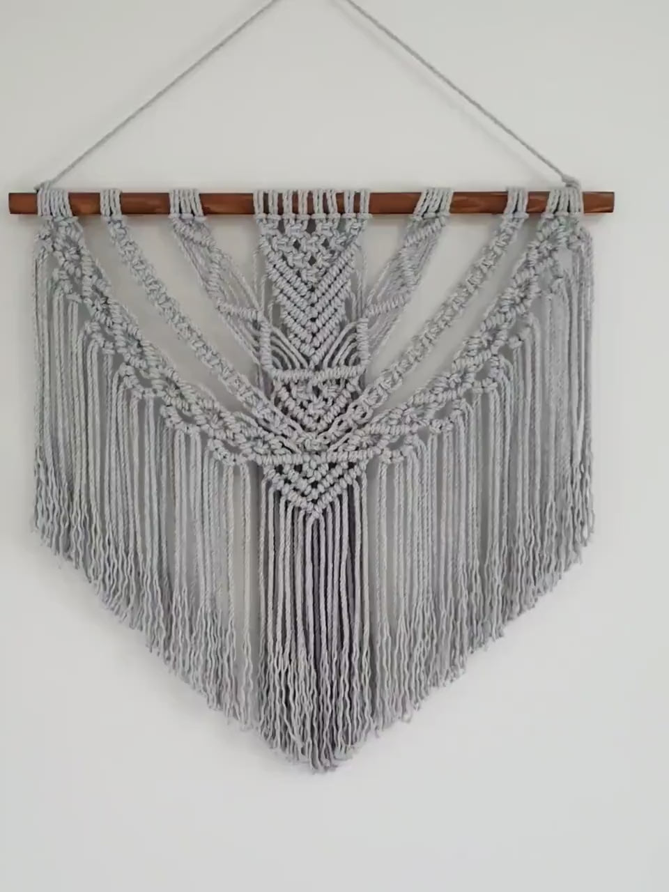 Large Macrame Wall Hanging, Macrame Wall Art, Woven Wall Hanging, Boho Wall Decor, Wall Tapestry, Macrame, Light Gray,  Minimalist