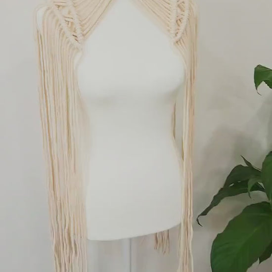 Handmade Macrame Epaulette, Available in Many Colors, Shoulder Boho Top for Festival or Photoshoot,  Rave, Brass