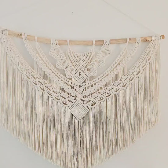 Wall Tapestry, Macrame Wall Hanging, 45 inches wide, Driftwood, Boho Wall Decor, Headboard, Bohemian Home Decor, Handmade, Made in USA