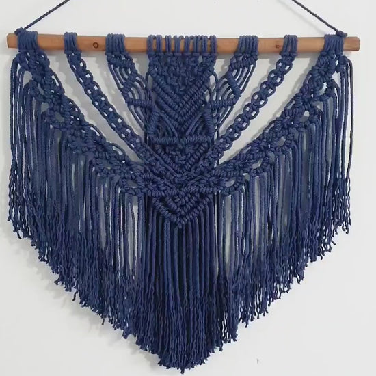 Large Macrame Wall Hanging, Macrame Wall Art, Woven Wall Hanging, Boho Wall Decor, Wall Tapestry, Macrame, Navy Blue Macrame,  Minimalist