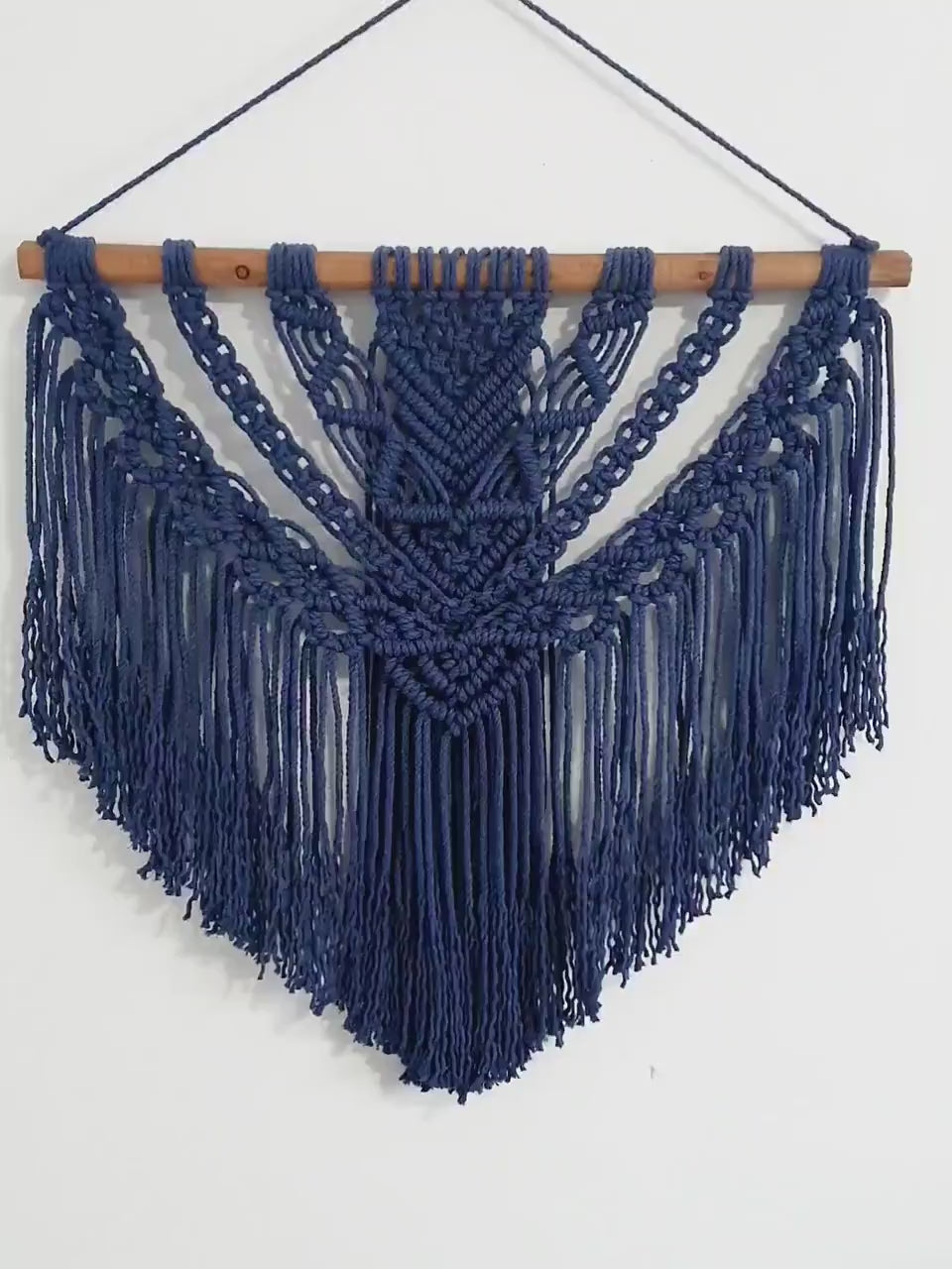 Large Macrame Wall Hanging, Macrame Wall Art, Woven Wall Hanging, Boho Wall Decor, Wall Tapestry, Macrame, Navy Blue Macrame,  Minimalist
