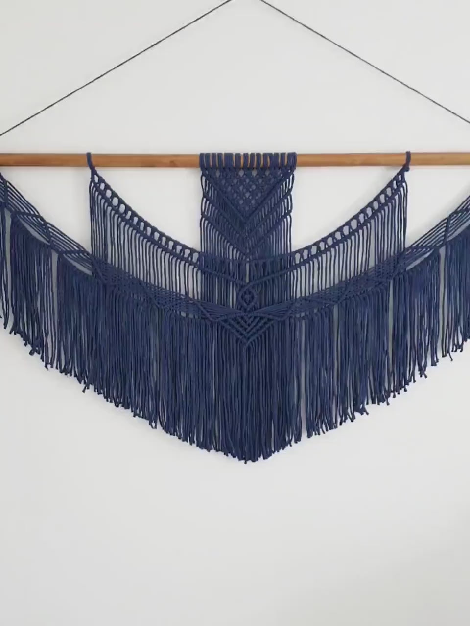 X Large Macrame Wall Hanging, Macrame Wall Art, Woven Wall Hanging, Boho Wall Decor, Wall Tapestry, Navy, Wedding Backdrop, Free Shipping